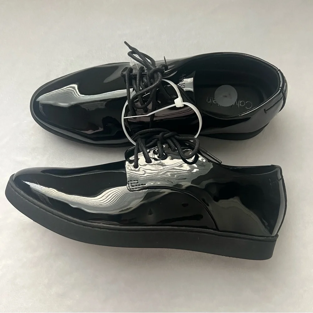 Calvin Klein Glossy Black‎ Oxfords Dress Shoes, Size 7, NWOT